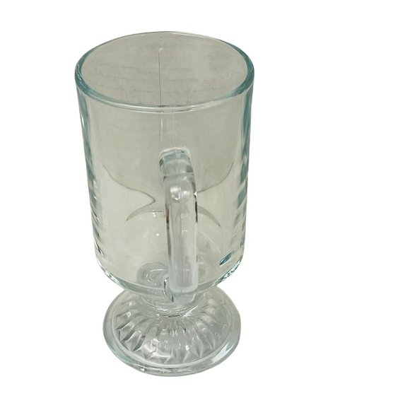 Vintage Crystal Coffee Beer Beverages Mugs Plain Footed Pedestal Clear - Picture 2 of 7